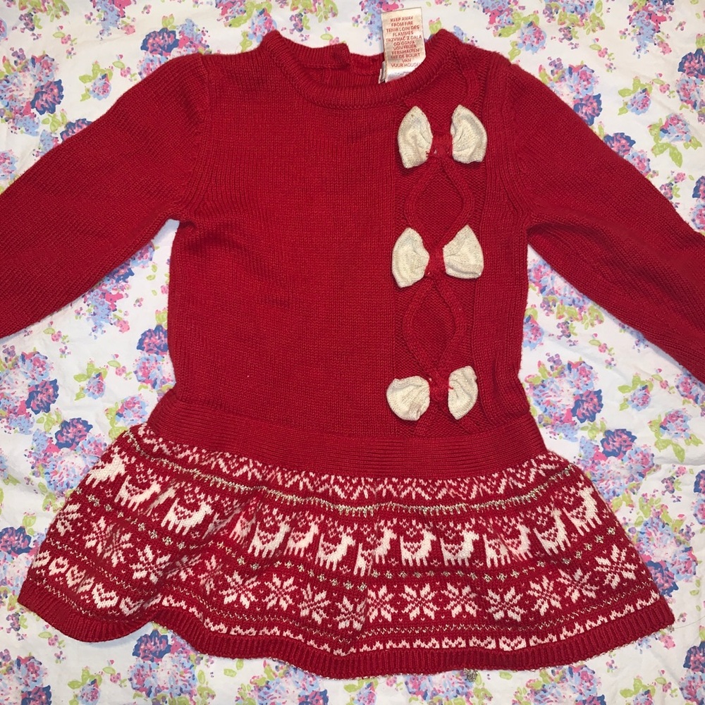 Red and white sweater dress size 18 months